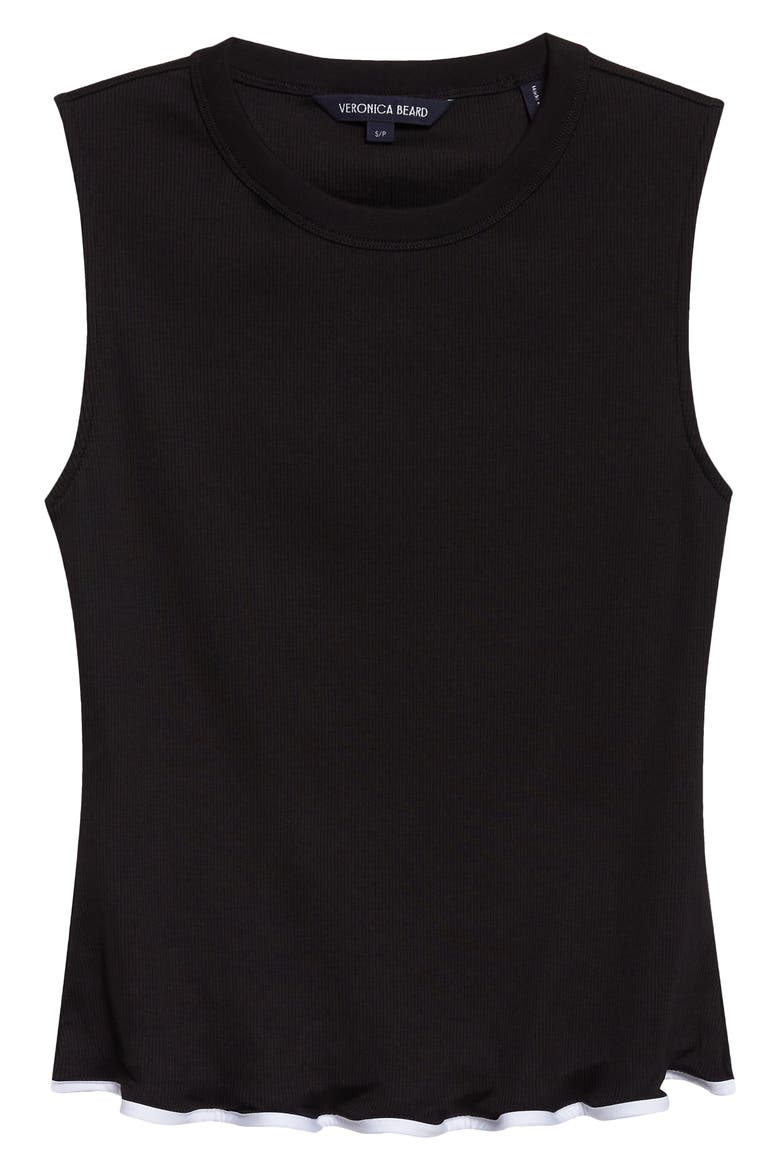 Elianne Rib Stretch Cotton Tank, Alternate, color, BLACK