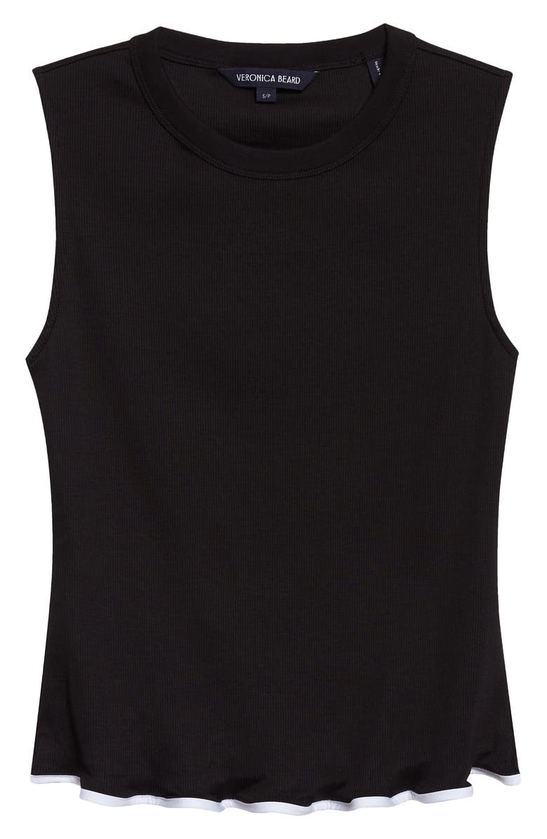 Veronica Beard Elianne Rib Stretch Cotton Tank, Main, color, Black