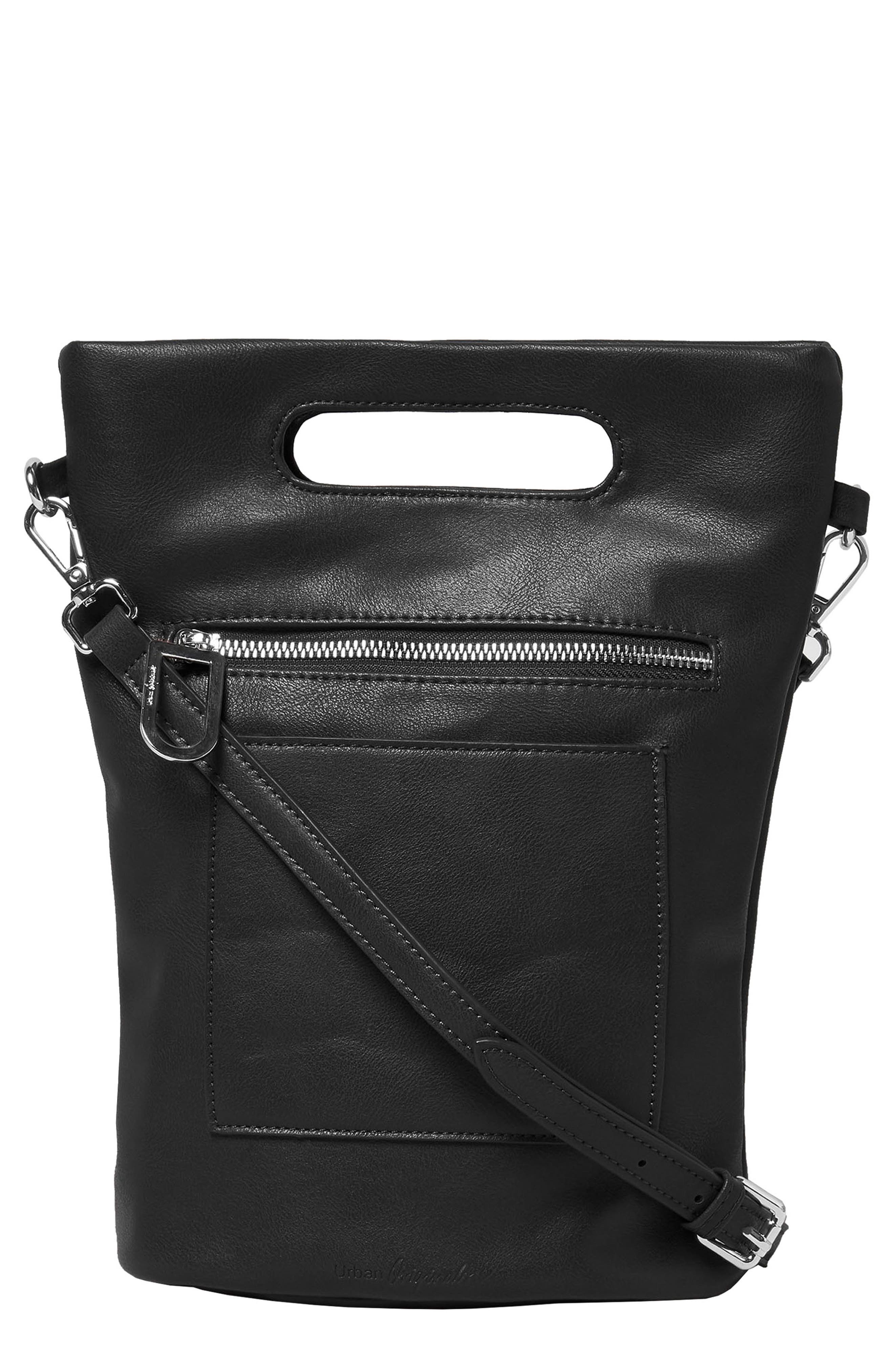 Collector Vegan Leather Crossbody Bag, Main, color, BLACK