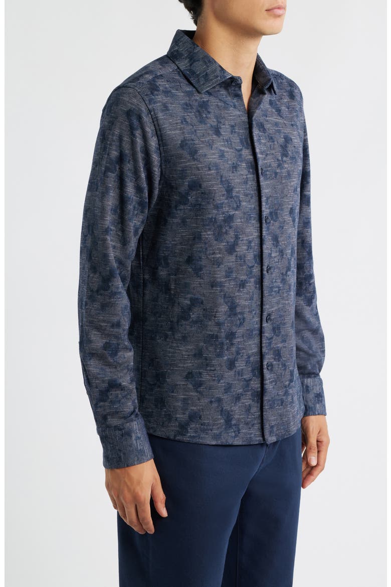 Zander Knit Button-Up Shirt, Alternate, color, NAVY