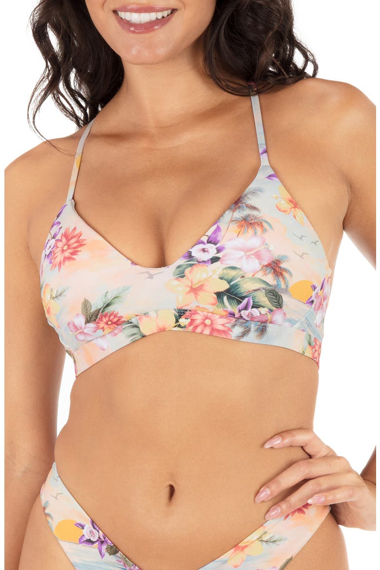 Scenic Sunset Racerback Bikini Top, Main, color, SHELL PINK MULTI