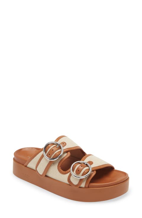 Geo Buckle Platform Slide Sandal (Women)
