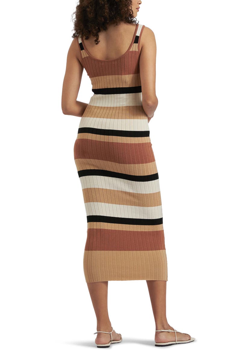 Ripe Maternity Sarah Stripe Knit Dress, Alternate, color, Amber / Natural / Black