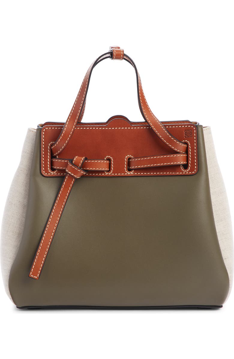 Loewe Mini Lazo Leather & Canvas Bag, Main, color,
