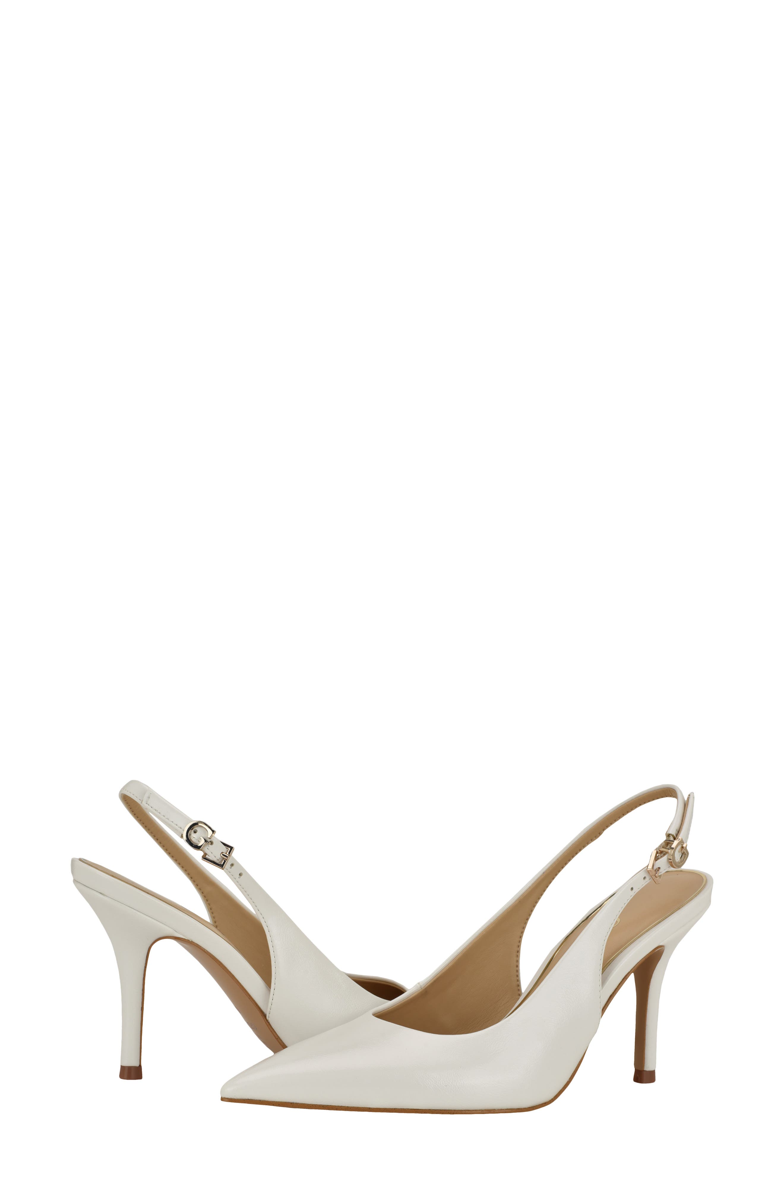 GUESS Princelsa Slingback Pointed Toe Pump, Alternate, color, White