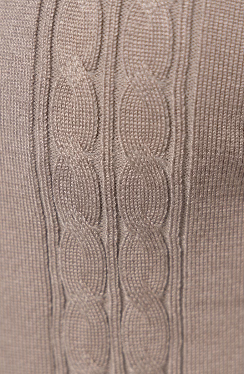 Spring + Mercer Cable Short Sleeve Johnny Collar Sweater, Alternate, color, Taupe