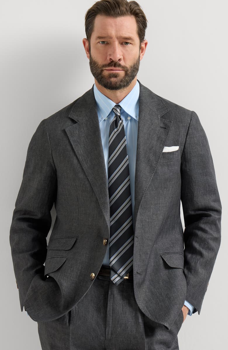 Brunello Cucinelli Linen deconstructed blazer, Alternate, color, Anthracite