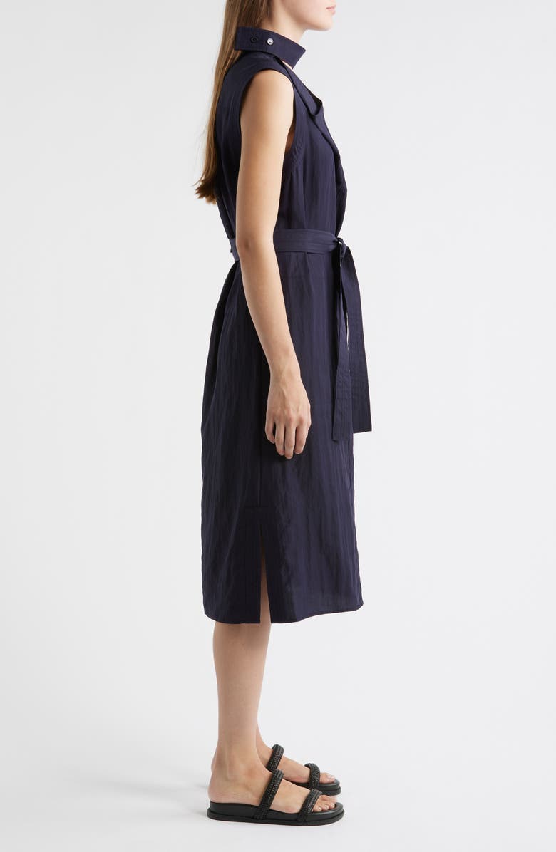 COS Cutout Mock Neck Tie Waist Midi Dress, Alternate, color, Blue Dark