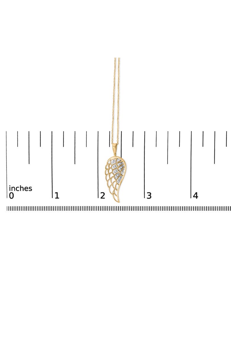 Gold Vermeil Diamond Accent Angel Wing Pendant Necklace, Alternate, color, Silver