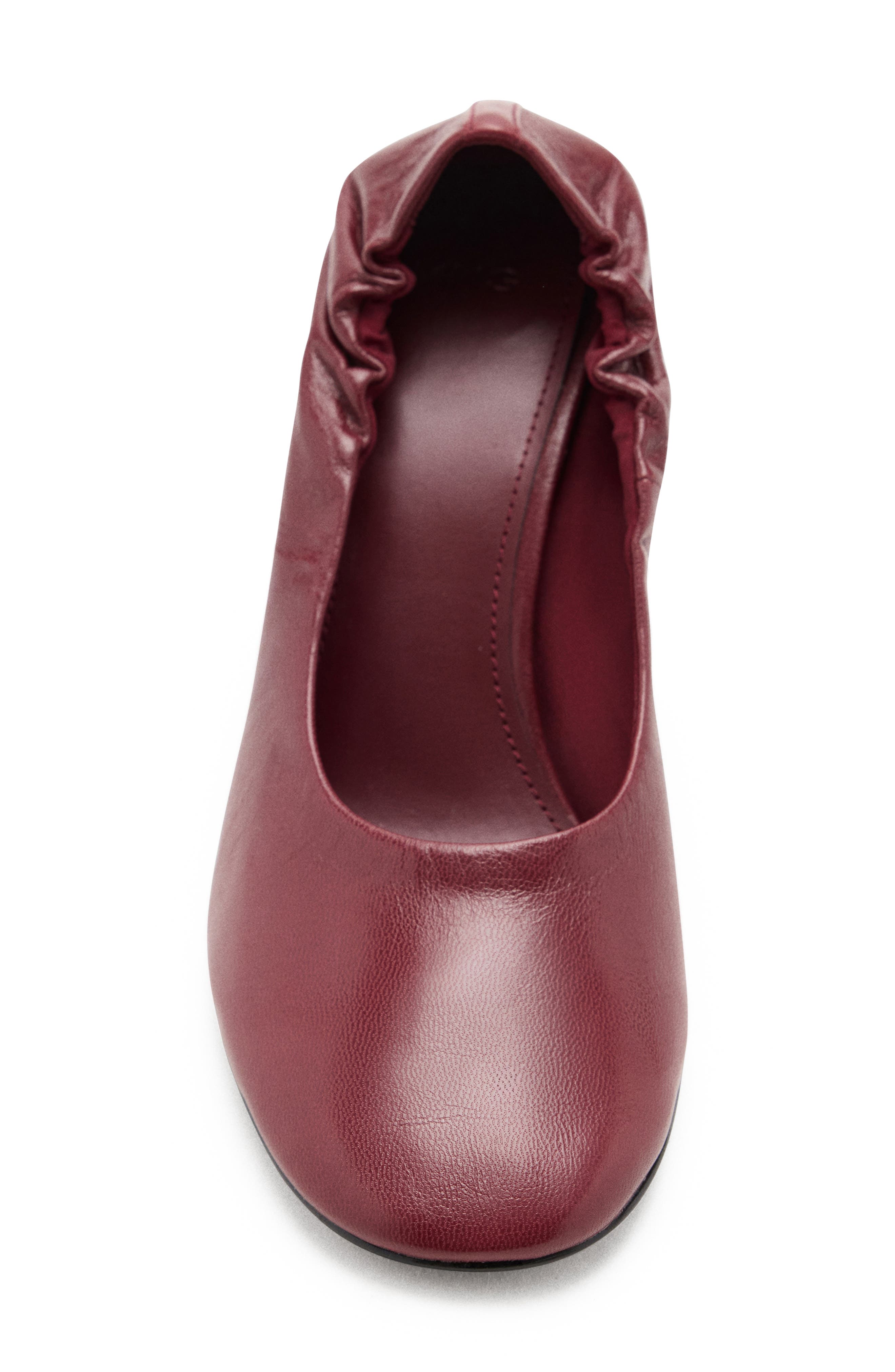 Leather Round Toe Pump, Alternate, color, BURGUNDY