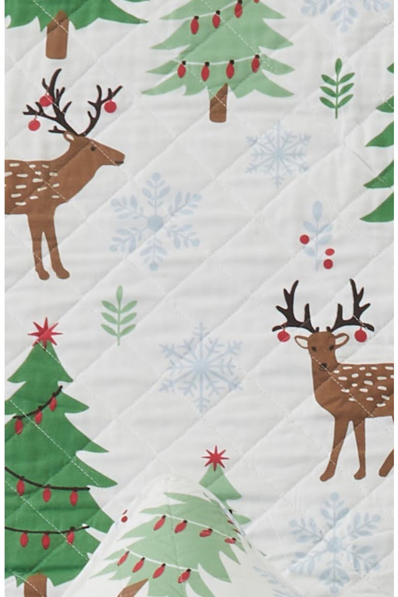 Holiday Theme Reversible Quilt & Sham Set, Alternate, color, DEER / TREES / SNOW