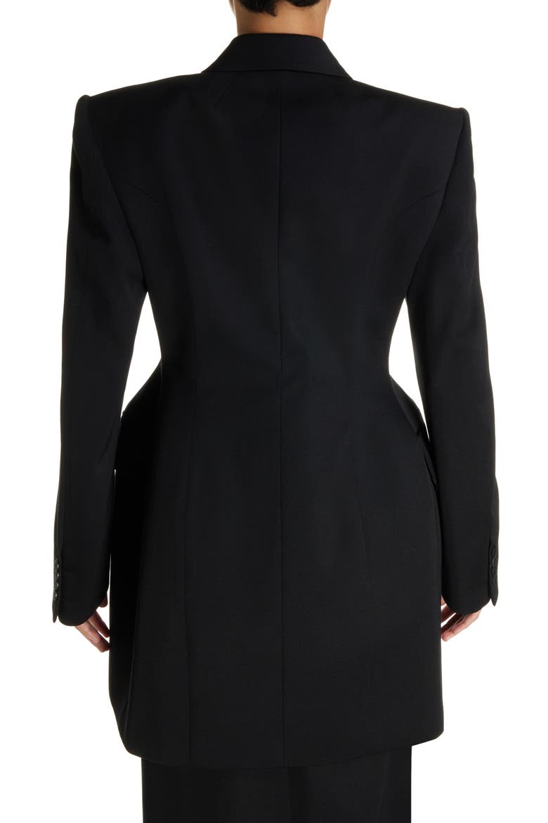 Clinched Hourglass Double Breasted Wool Gabardine Blazer, Alternate, color, BLACK