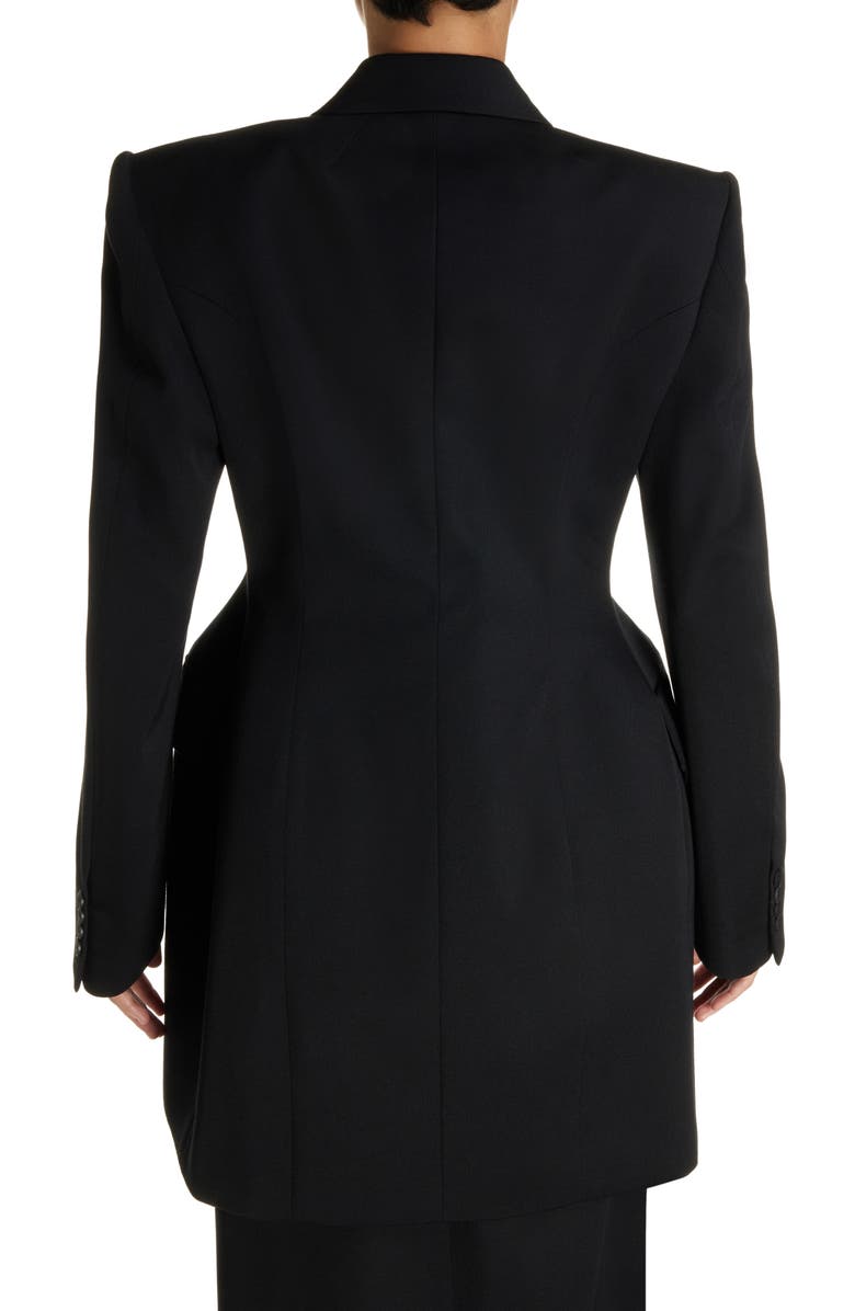 Balenciaga Clinched Hourglass Double Breasted Wool Gabardine Blazer, Alternate, color,