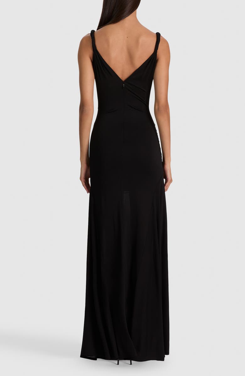 Alice + Olivia Bianca Twist Strap Ruched Sleeveless Maxi Dress, Alternate, color, Black
