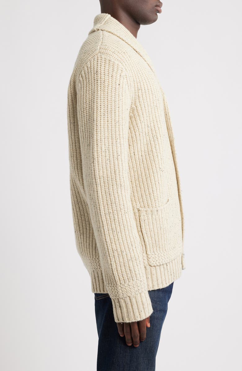 Schott NYC Donegal Tweed Wool Blend Cardigan, Alternate, color, Off White