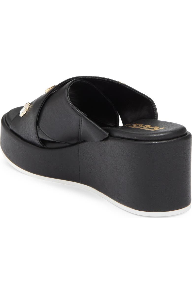 KARL LAGERFELD PARIS Caleigh Macaron Crisscross Wedge Sandal, Alternate, color, Black