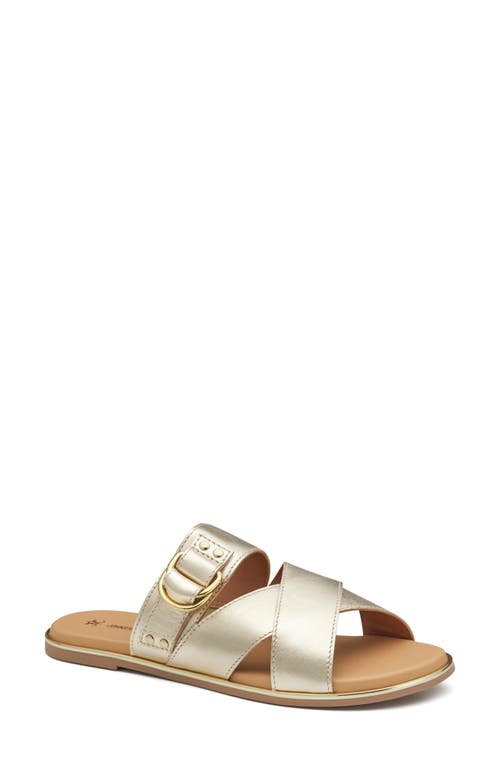 Johnston & Murphy Shayla Crossover Slide Sandal In Gold Metallic Sheepskin