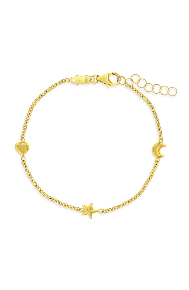 In Season Jewelry 14k Polished Puffed Shapes Bracelet, Main, color, Gold