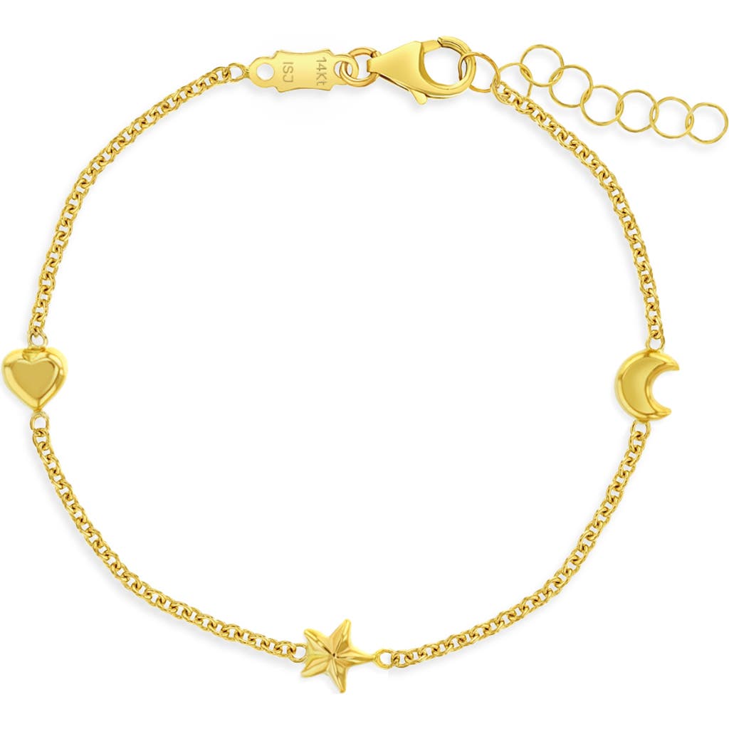 In Season Jewelry 14k Polished Puffed Shapes Bracelet In Gold