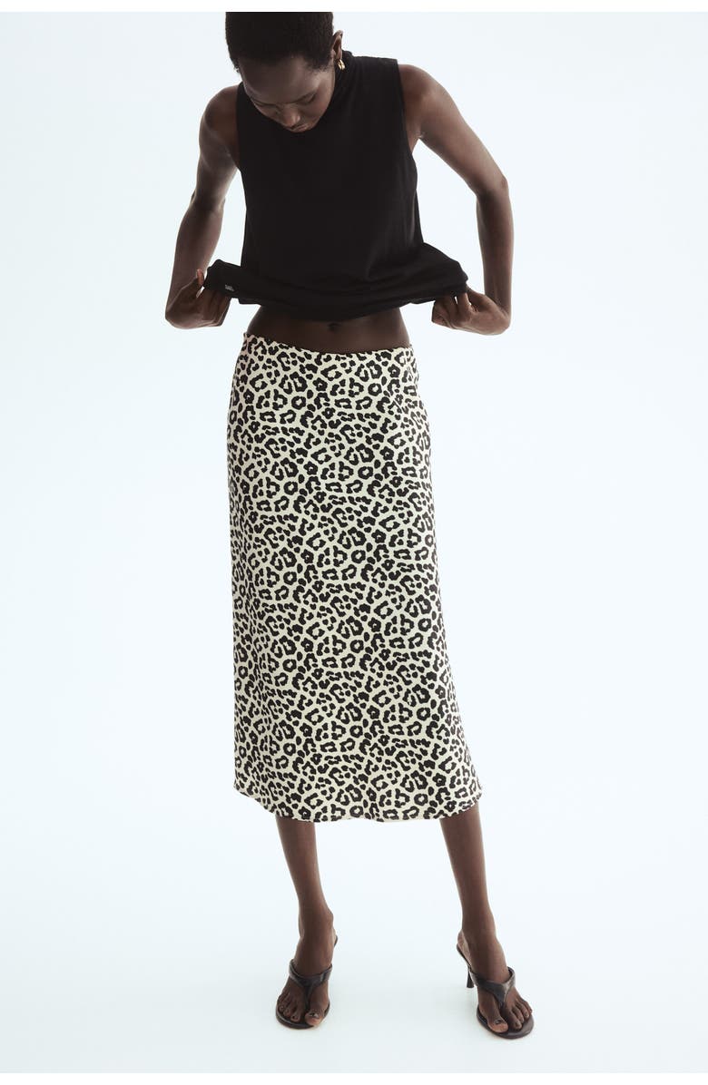 H&M Midi Skirt, Alternate, color, Cream/Leopard Print