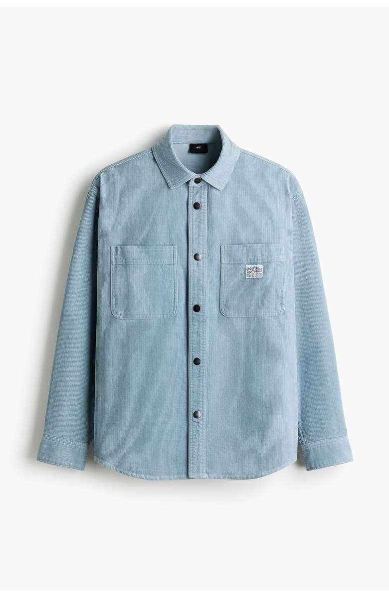 H&M Oversized cotton corduroy shirt, Alternate, color, Light Blue