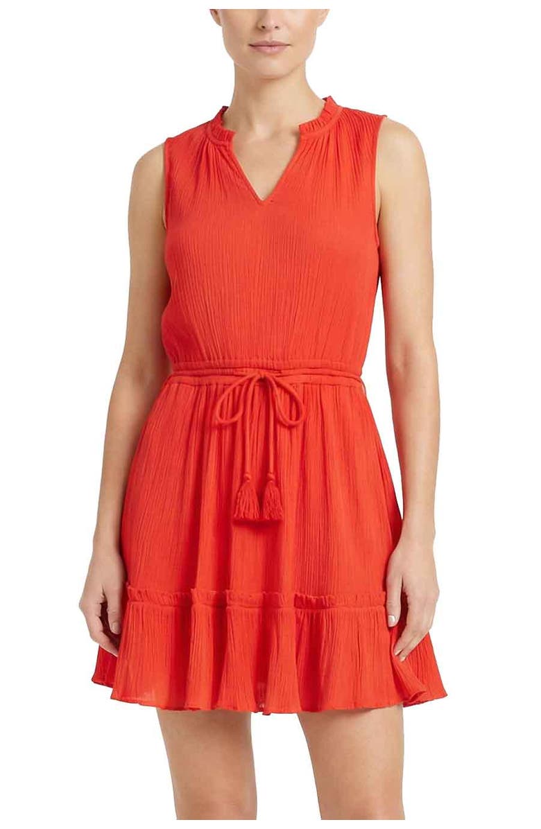 Change of Scenery Beth Smock Waist Cotton Short Dress, Main, color, Guava Red