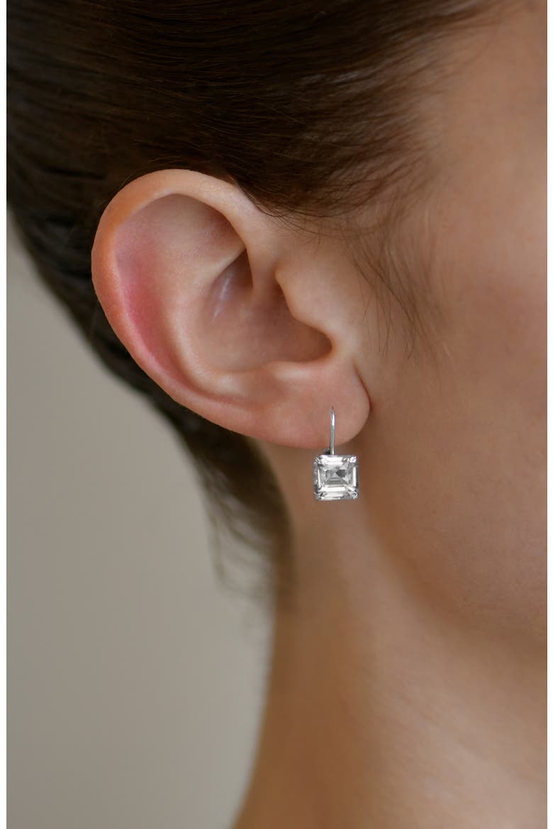 Harper Asscher Cut Drop Earrings, Alternate, color, WHITE