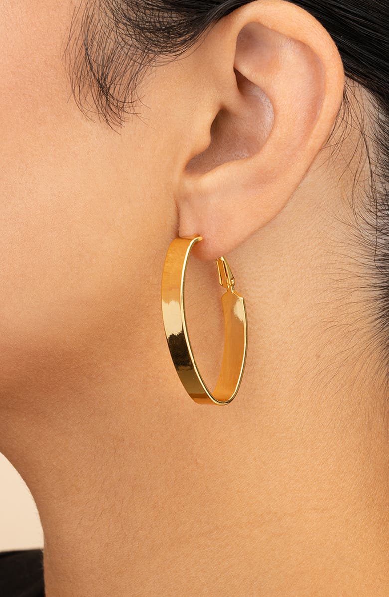 Sterling Forever Clarinda Oval Statement Hoop Earrings, Alternate, color, Gold