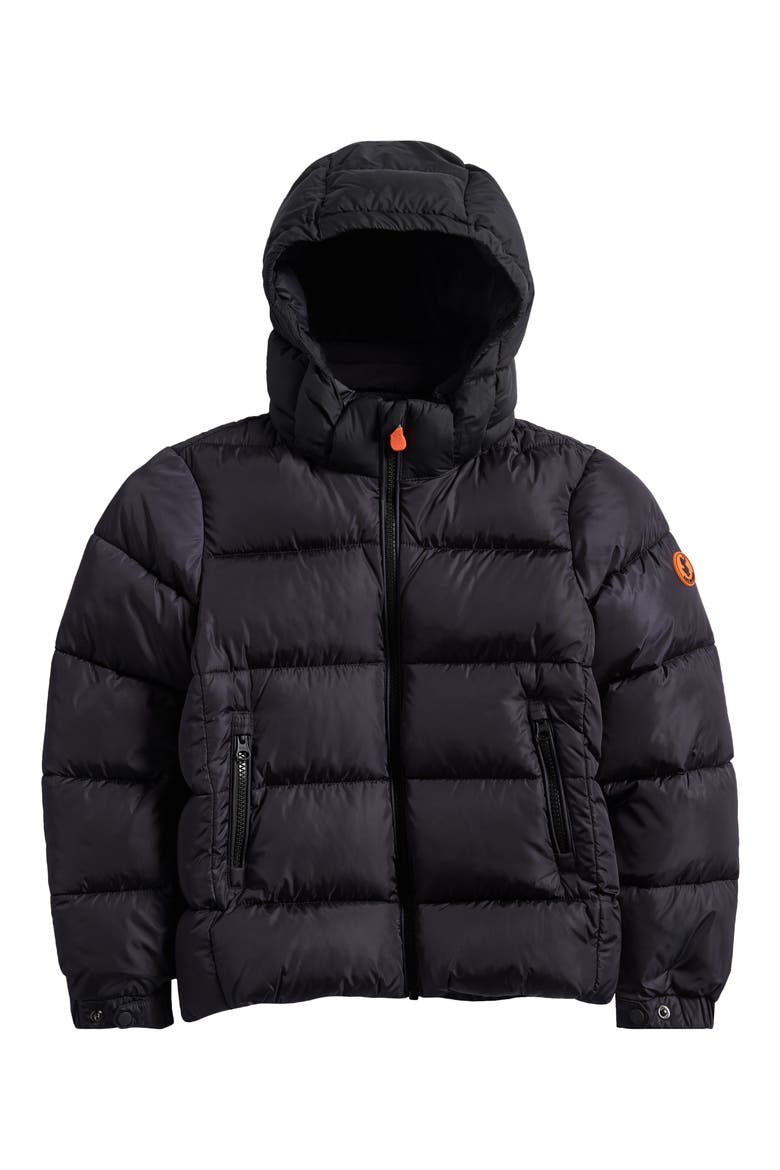 Kid's Hooded Puffer Jacket, Main, color, BLACK