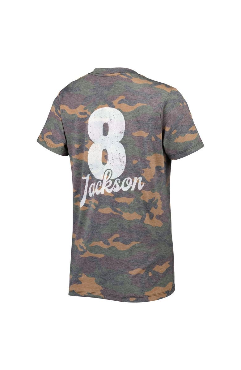 Majestic Threads Women's Majestic Threads Lamar Jackson Camo Baltimore Ravens Name & Number V-Neck Tri-Blend T-Shirt, Alternate, color, 