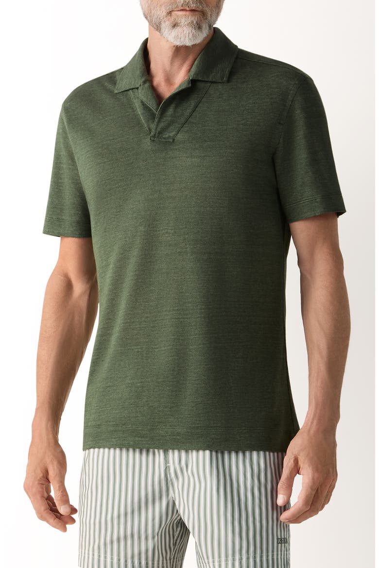 Lino Polo Shirt, Main, color, PINE GREEN