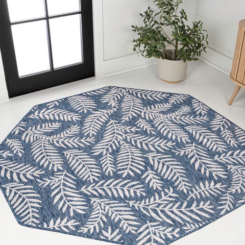 Jonathan Y Nevis Palm Frond Octagon Indoor/outdoor Area Rug In Blue
