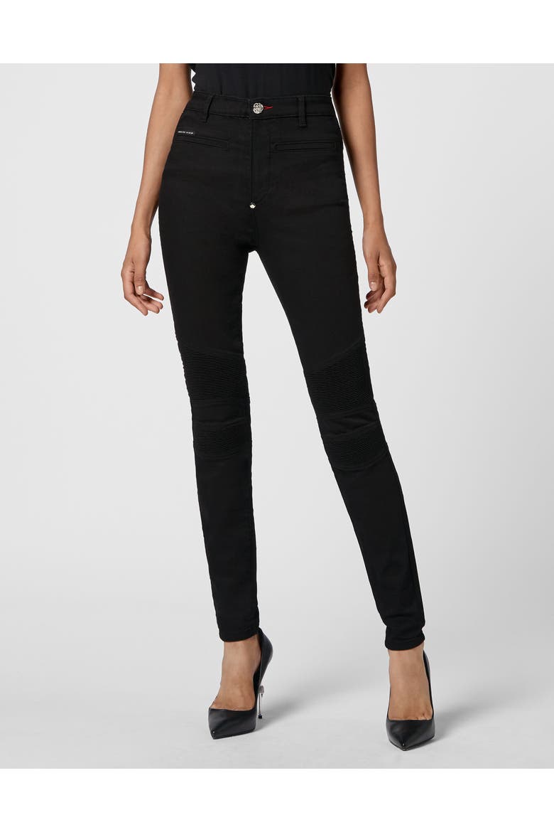 Jeans Skinny Fit Iconic Plein Women, Main, color, Blackout