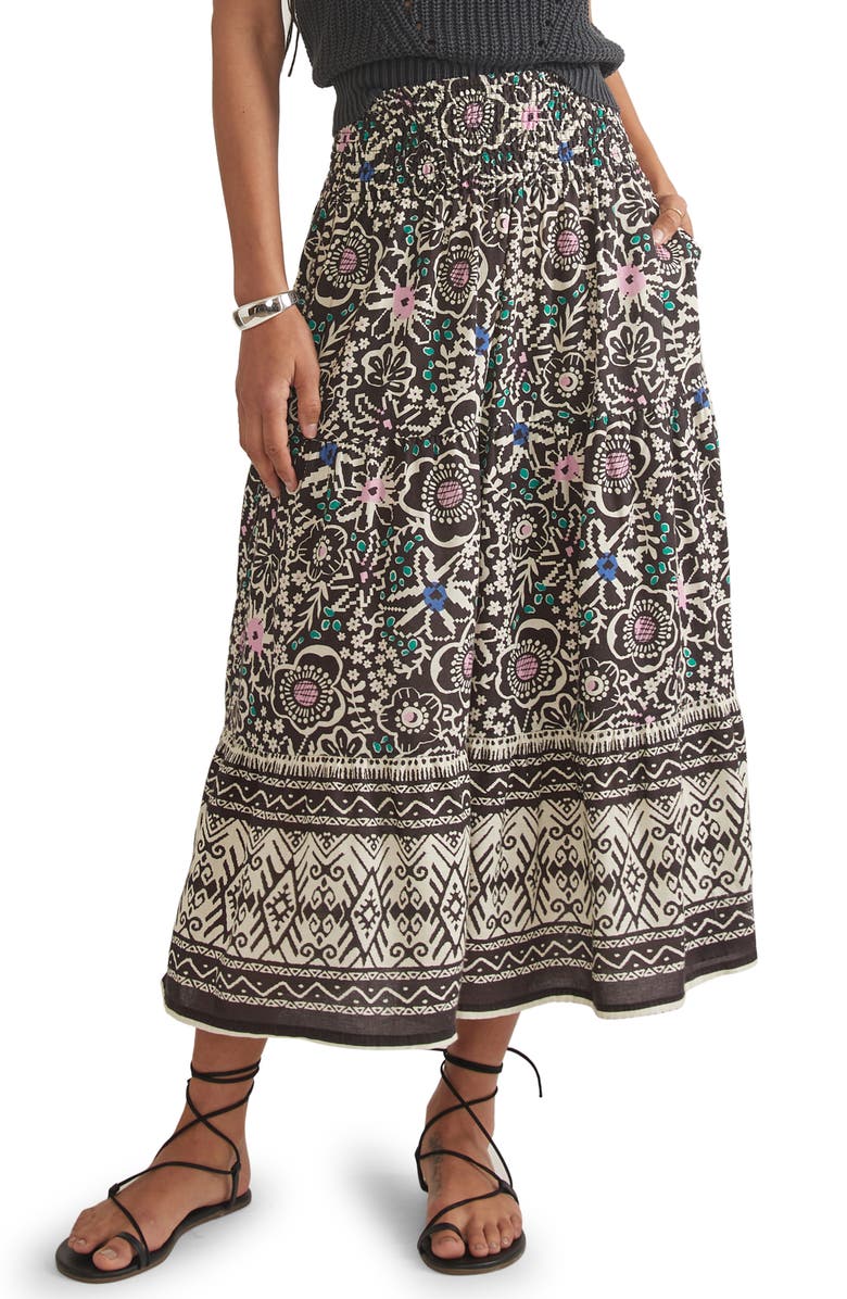 Marine Layer Floral Smocked Midi Skirt, Main, color,