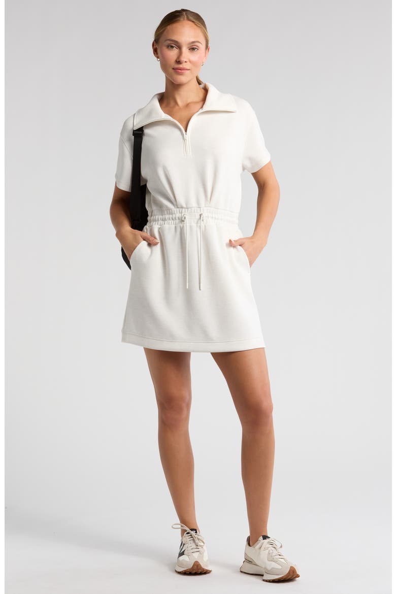 Soft Luxe Knit Quarter Zip Dress, Alternate, color, BEIGE IVORY HEATHER