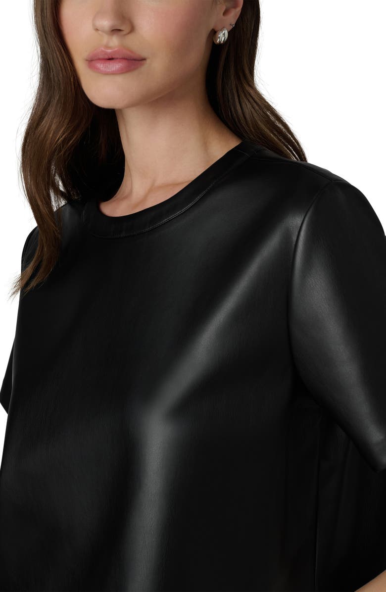 Joe's The Boxy Crop Faux Leather T-Shirt, Alternate, color, Black