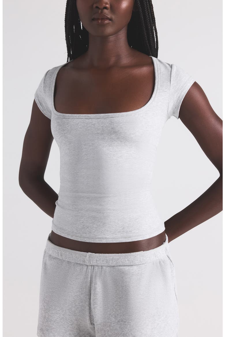 Scoop Neck Cotton Blend Jersey T-Shirt, Alternate, color, LIGHT HEATHER GREY