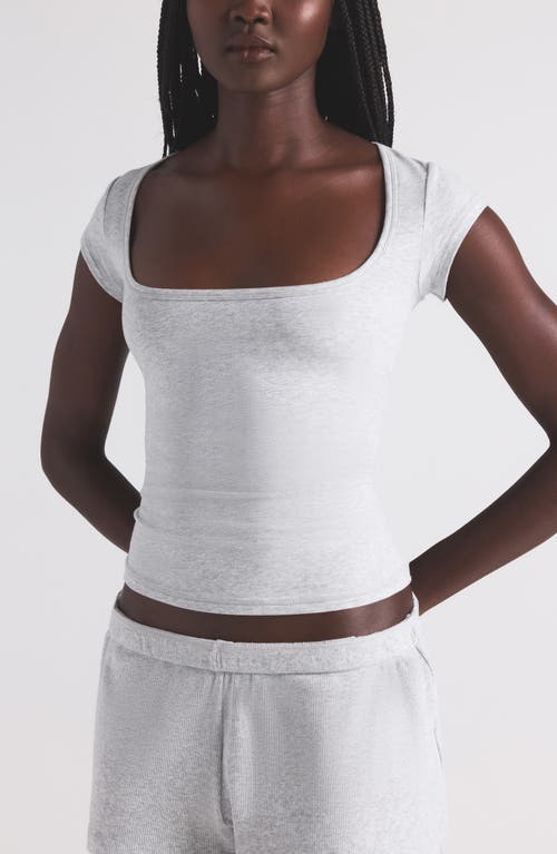 Skims Scoop Neck Cotton Blend Jersey T-shirt In Light Heather Grey