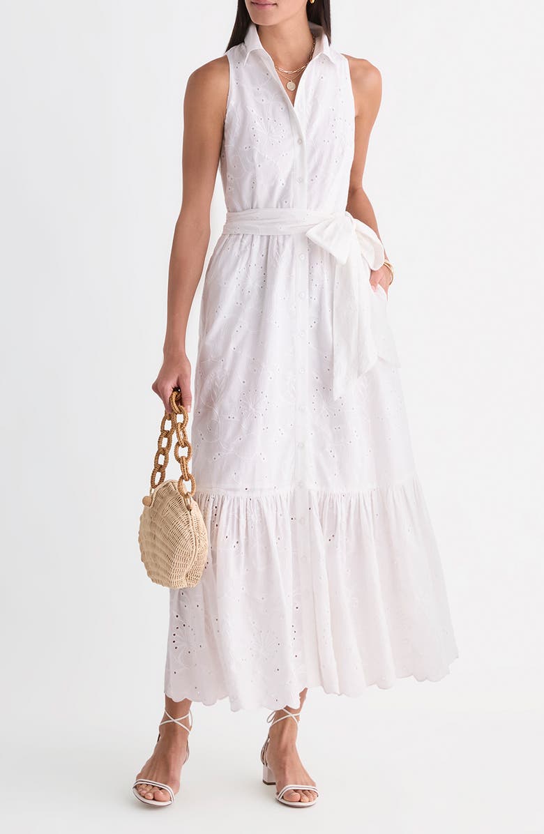 vineyard vines Vanessa Eyelet Shirtdress, Main, color, White Cap