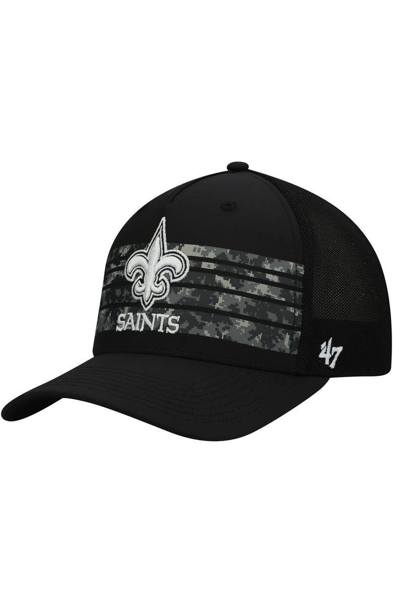 '47 Men's '47 Black New Orleans Saints Gaven MVP Trucker Snapback Hat, Main, color,