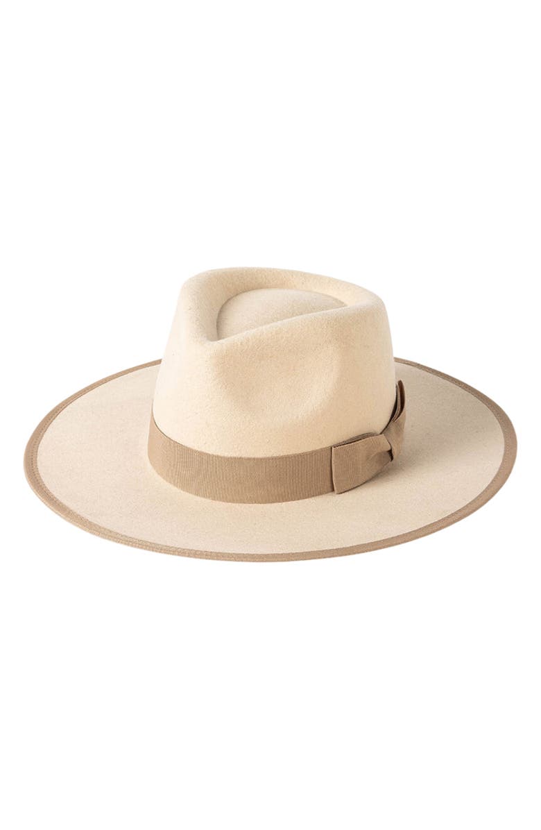 MODERN MONARCHIE Beige Wool Felted Fedora, Main, color, 