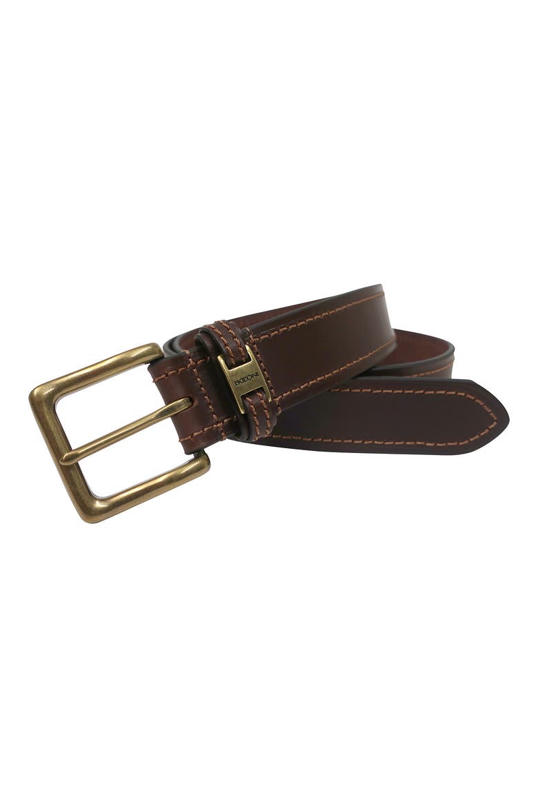 Leather Belt, Alternate, color, BROWN