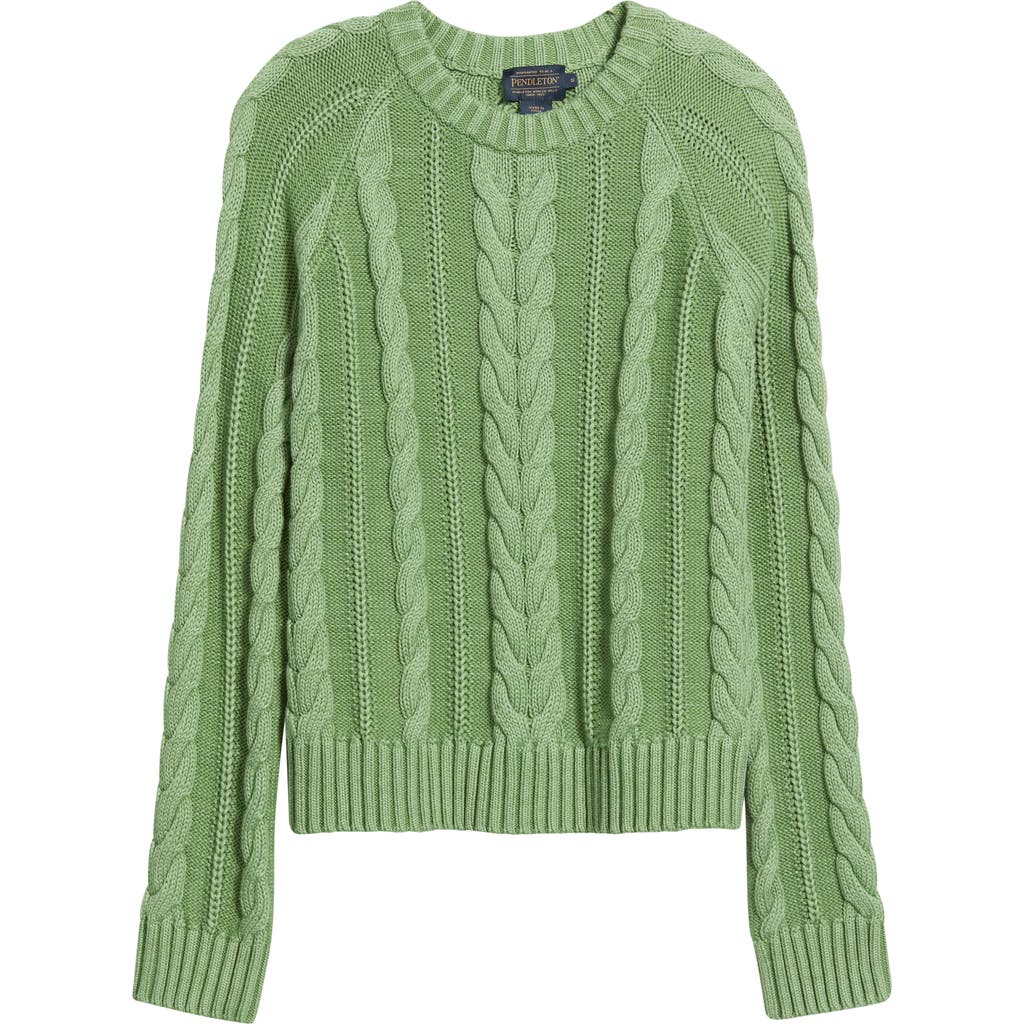Pendleton Cable Stitch Sweater In Green