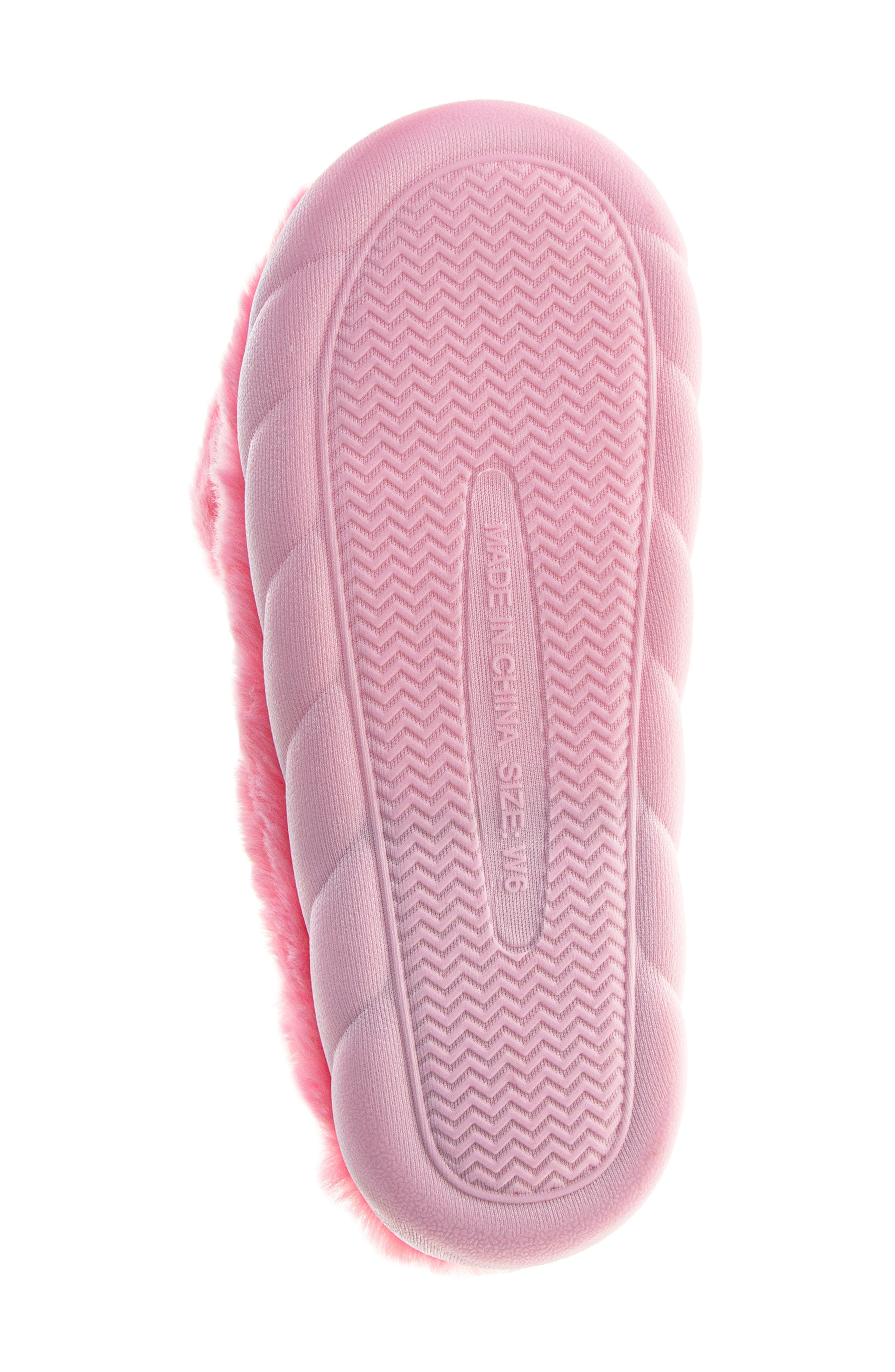 JOSMO Kids' Sweethearts Conversation Heart Faux Fur Slipper, Alternate, color, Pink