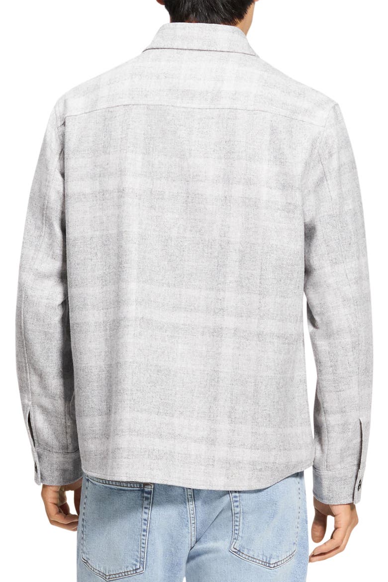 Plaid Flannel Button-Up Overshirt, Alternate, color, LIGHT GREY MELANGE