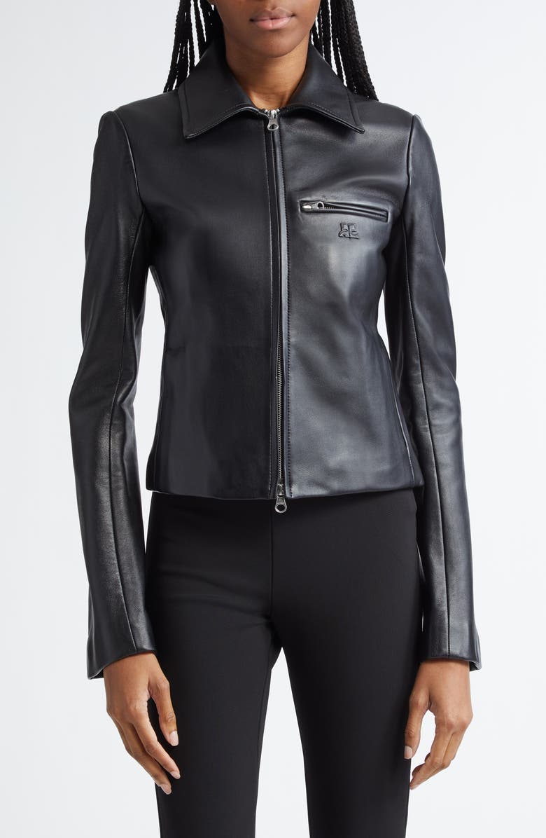 Courrèges AC Logo Leather Jacket, Main, color,