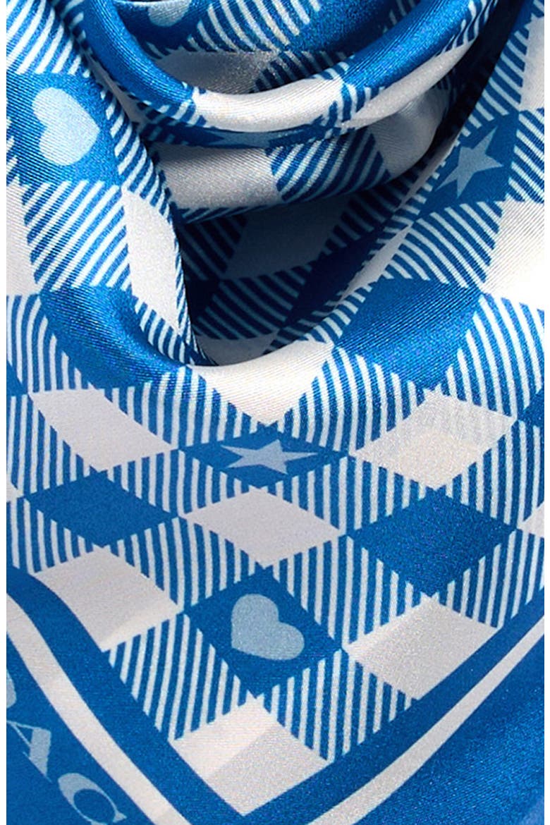 Gingham Play Silk Scarf, Alternate, color, PACIFIC BLUE