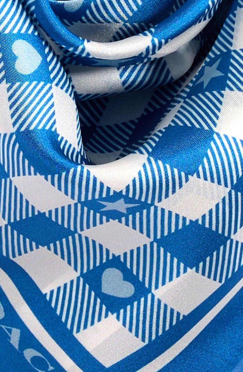 COACH Gingham Play Silk Scarf, Alternate, color, Pacific Blue