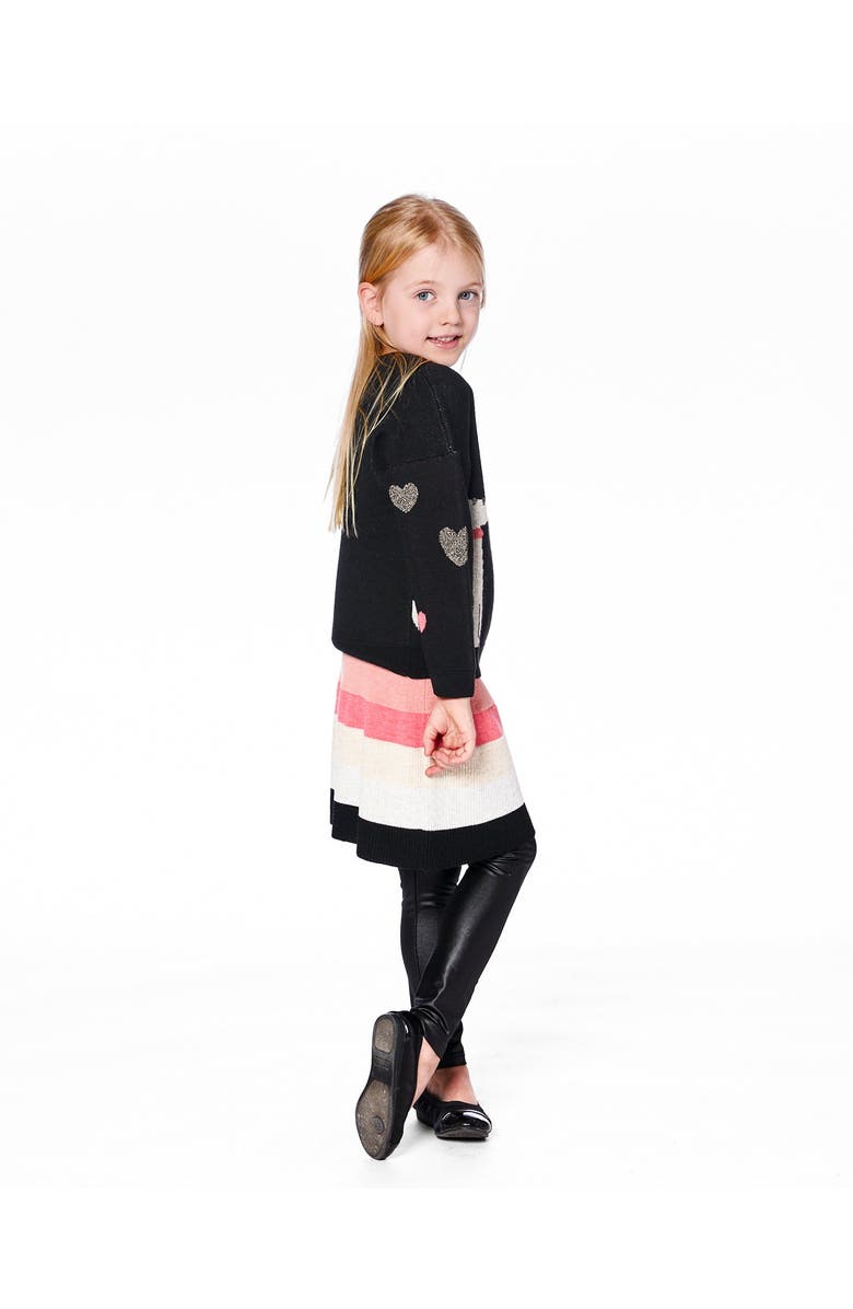 Deux par Deux Striped Knit Skirt, Alternate, color, Beige, Black And Pink