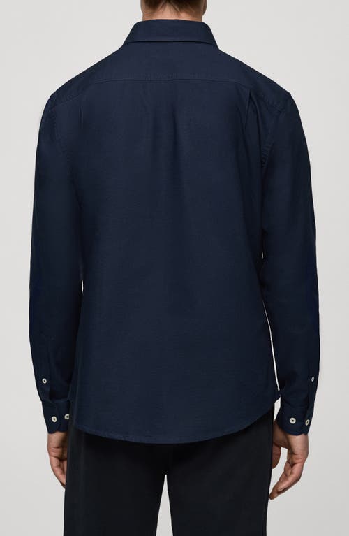 Mango Regular Fit Cotton Oxford Button-up Shirt In Dark Navy
